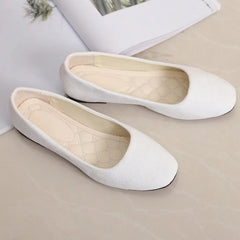 Women Suede Loafers Flat Heel Shallow Female Shoes Spring Summer Square Toe Basic Concise Women Pumps Size 36-43 Flat Shoes