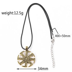 Likegreat Slavic Kolovrat Symbols Necklace for Men Pagan Sun Wheel Talisman Amulet Link Chain Pendants Religious Jewelry