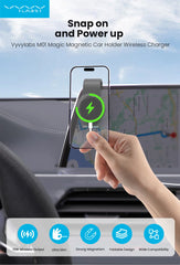 Vyvylabs Magnetic Car Phone Holder 15W Wireless Charger Bendable Car Phone Mount for iPhone 12-18 Stand Dashboard Center Console