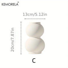 Nordic Ceramic Vase Circular Hollow Donuts Flower Pot Home Living Room Decoration Accessories Interior Office Desktop Decor Gift