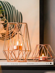 1pcs Metal Hexagon Geometric Design Tea Light Votive Candle Holders, Iron Hollow Tea Light Candle Holders for Vintage Wedding Ho