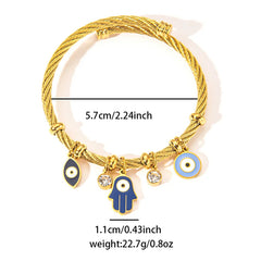 ANENJERY 316L Stainless Steel Colorful Eyes Heart Beads Drip Oil Pendant Bracelet for Women Men Personality Fashion Jewelry Gift