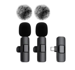 2 Pcs Wireless Lavalier Microphone for iPhone Android iPad, Mini Clip-on Mic with Crystal Clear Sound Quality