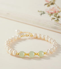 Natural Hetian Jade Green Beads Bracelet – Luxury Elegant Jewelry for Women
