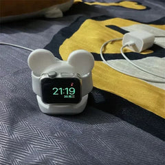 Mickey Mouse Charger Stand Minnie Desktop Holder for Apple Watch 9 8 7 6 5 4 iWatch 3 2 1 SE Cartoon Silicone Charging Base