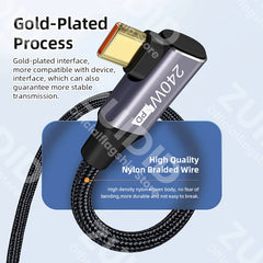 100W USB C To Type C Cable PD 3.1 240W Fast Charging Charger Cord USB-C 5A Type C Data Cable For Macbook iPad Samsung Xiaomi 2m