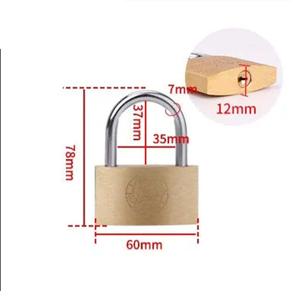 Copper Padlock  Small Locks for Luggage Case Locker Home Improvement Hardware 20mm 25mm 30mm 40mm 50mm Include 3Keys