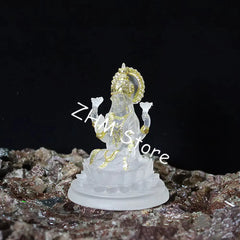 11cm White/Blue Resin Indian Lakshmi Buddha Statue, Mini SIze Delicate Auspicious Figurine of Buddhist Tailsman
