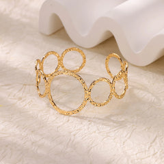 Stainless Steel Wide Bangles for Women Luxury Gold Color Chunky Flower Cuff Bangle Bracelet femme Vintage Wedding Jewelry Gifts