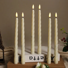 6pcs 11" Led battery operated flickering 3D Wick Spiral LED taper candle lamp candlestick Xmas wedding table Church Decor 28cm