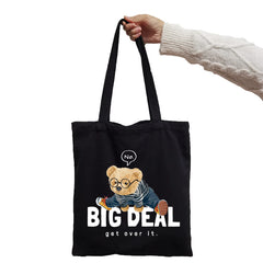 Black White Bear Print Shopper Tote for Women