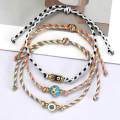 Lucky Eye Adjustable Colorful Braided Rope Bracelet Turkish Evil Eye Bead Copper Zircon Charm Bracelet for Women Men Jewelry