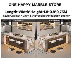 Luxury Marble Kitchen Island Dining Table, Custom Modern Bar Countertop, High-End Open Kitchen Design, Integrated Home Furniture Kitchen Display Cabinets Kitchen & Dining Furniture