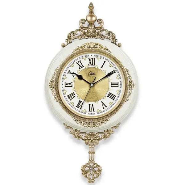 Retro European Style Wall Clock Watch Living Room Mute Pendulum Clock Elegant Taste Family Gift Art Decoration