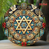 2D Flat Star of David Menorah Dove Round Metal Tin Sign, Elegant Jewish Hanukkah Religious Wall Decor, Ornate Judaica Art Iron P - 1 / 20x20