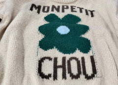 Girls' Letter Flower Pullover Sweater 2026 Spring and Autumn New Korean Children's Fashionable Knitted Sweater Casual Top