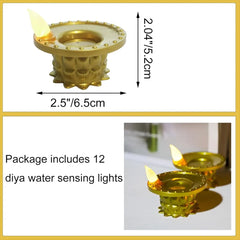 NEW 12 Pcs Diwali Diyas Lamp Decorations, Diwali Led Water Sense Lights, Waterproof Flameless Lotus Tea Lights,Oil Lamps