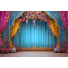 Happy Diwali Photography Backdrop Marigold Flower Curtain Puja Ganpati Pooja Traditional Wedding Birthday Party Photo Background