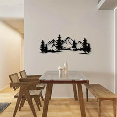 Charming Handmade Rustic Metallic Forest & Mountain Wall Art with Evergreen Tree Design for Kids Room Farmhouse Christmas Gift