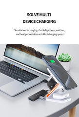 3 in 1 Foldable Charging Station Fast Magnetic Wireless Charger Stand for iPhone 17 16 15 14 13 12 Apple Watch 8 7 6 Airpods Pro