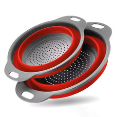 Silicone Folding Drain Basket Fruit Vegetable Washing Basket Foldable Strainer Colander Collapsible Drainer Kitchen Storage Kitchen Tools