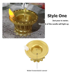 A25F-24 Pcs Diwali Diya LED Water Sensor Lights, Waterproof Flameless Tea Lights For Home, Temple, Pooja, Return Gifts