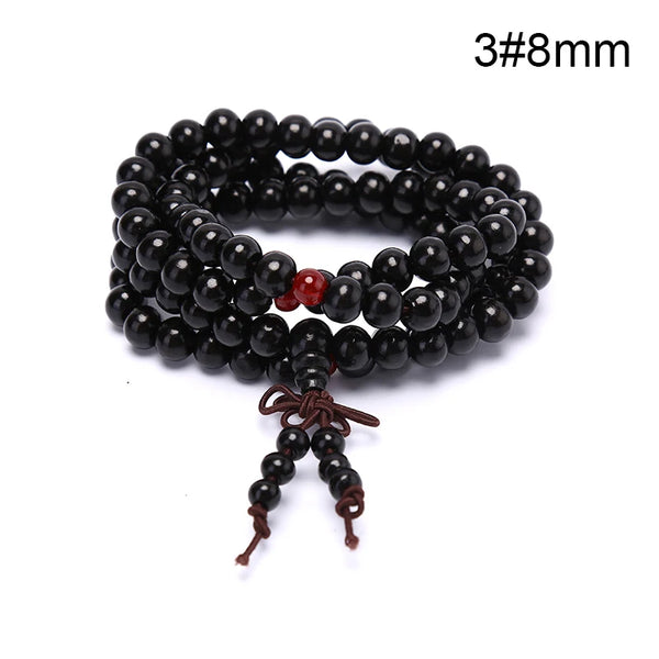 6/8mm Natural Sandalwood Buddhist Buddha Meditation Beads Bracelet For Women Men