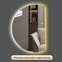 LED Light Luminous Left and Right Cut Irregular Art Mirror Vanity Popular Smart Semicircular Bathroom Mirror Full-length Mirror