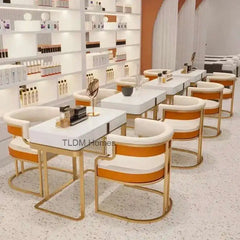 Luxury golden Dining Chairs wrought Iron Backrest Armchair Kitchen Modern Kitchen & Dining Furniture
 Home Bedroom Salon Makeup Chair