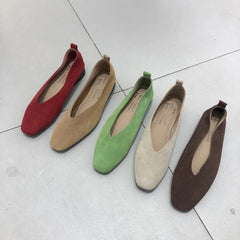 Bailamos Women's Square Toe Vintage Flats Soft Loafers Comfortable Leather Ballet Shoes for Female Dress Shoes Mujer