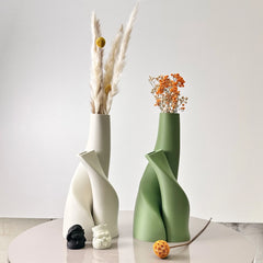 2 Piece Set of Special-Shaped Double Vase, Creative Dried Flower Vase, Multi-Color Optional, Suitable for Living Room, Kitchen Home Decor