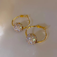 Real Gold Plated Zircon Bead Earrings – Luxury Women’s Party Jewelry