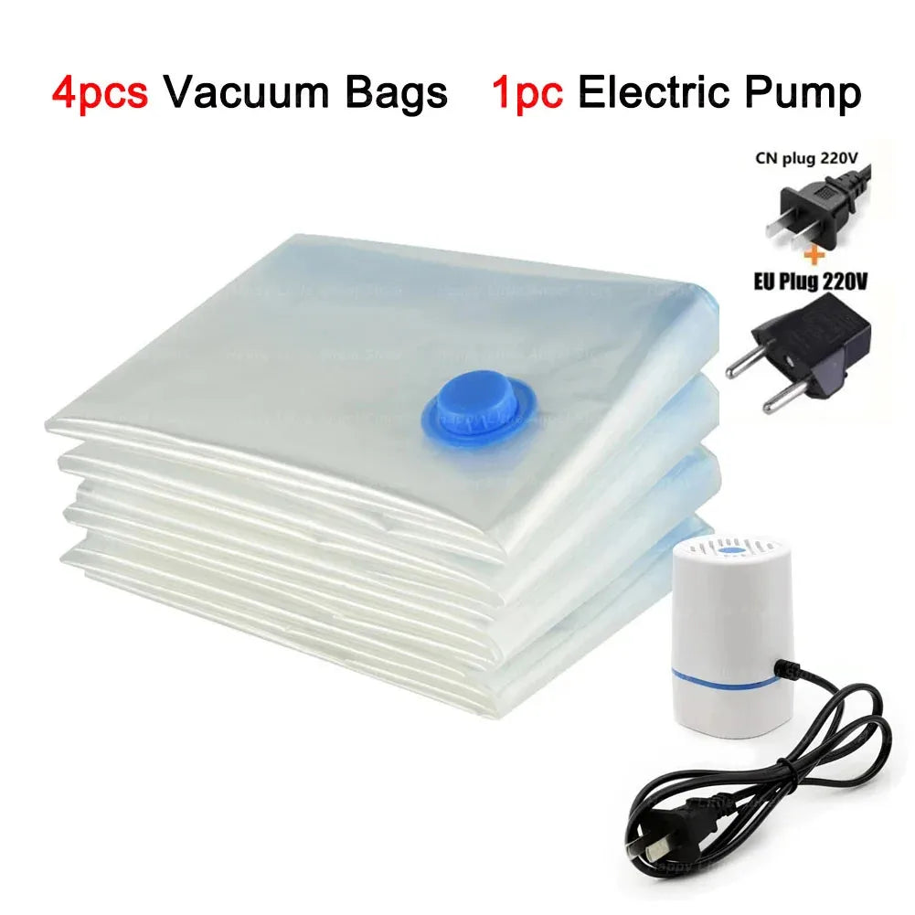 4PCS Reusable Vacuum Storage Bags – Space Saving Organizer