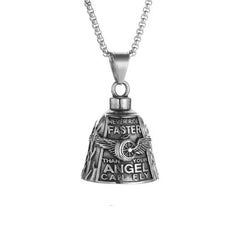Vintage Christian Jesus Cross Bell Pendant Motorcycle Bell Necklace Punk Biker Religious Exorcist Lucky Jewelry for Men's