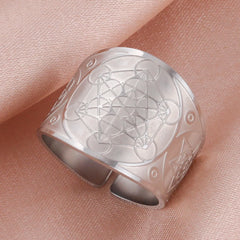 Dawapara Seal of The 7 Archangels Protection Ring Amulet Metatron Cube Lilith Symbol The Secrets of King Solomon Vintage Jewelry