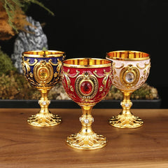 1Pc Timeless Embossed Metal Chalice Goblet Vintage Wine Champagne Liqueur Cup Perfect For Bars Restaurants Home Decor.