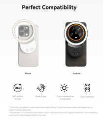 Fotorgear Mini Selfie Ring Light Magnetic Phone Fill Light for iPhone Xiaomi 14 Ultra for Live Photography Selfies