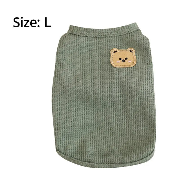 1pc Green Bear Vest Pet Dog Clothes Cat Solid T-shirt Clothing Dogs Thin Small Fashion Chihuahua Summer Breathable Pet Shop Pet Clothing