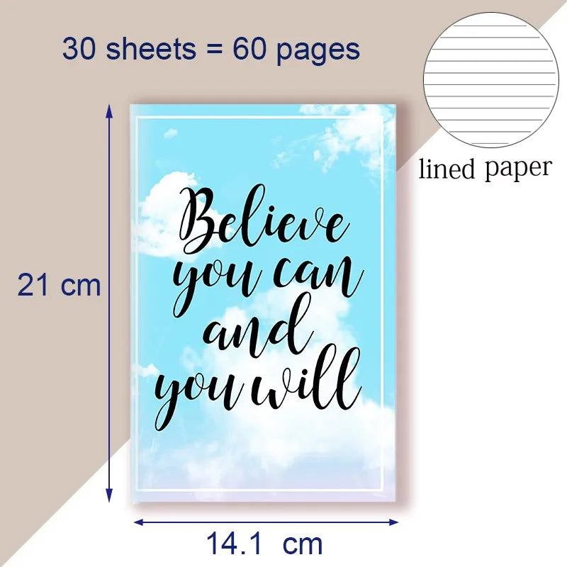 A5 Notebook Note Book Motivational Quote - I Can and I Will - Sketch Writing Blank Journal Success Notepad New Job Graduation