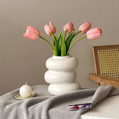 Nordic Vase Imitation Ceramic Flower Bottle Decorative Flowerpot Flower Arranging Ornament Plastic Home Pot Wedding decor