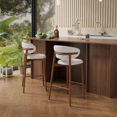 Light Luxury Modern Bar Stools with Curved Backrests, Upholstered Seats, Perfect for Kitchen Island, Family Bar and Cafe Kitchen & Dining Furniture