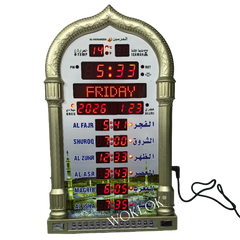 Islamic 12V Azan Mosque Calendar Muslim Prayer Wall Clock Alarm Islamic Mosque Azan Calendar Ramadan Home Decor with Remote Control