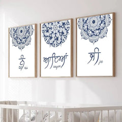Jee Aayan Nu Poster Print Sikhi I Welcome in Punjabi Blue Mandala Wall Stickers Paintings Modern Home Living Room Decor