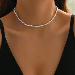 Fashionable  Natural Seashell Beaded Necklace Shell Pendant Ocean Inspired Jewelry Choker Suitable Holiday Party Daily
