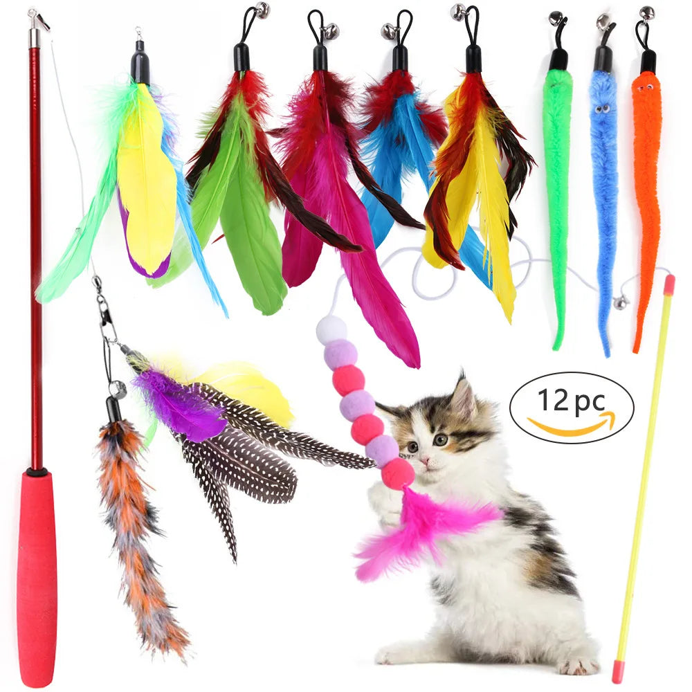DualPet Kitten Toys Variety Cat Toy Combination Set Cat Toy Funny Cat Stick Sisal Mouse Bell Ball Cat Supplies 20 Piece Set Pet Shop