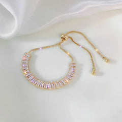 Korea New Design Fashion Jewelry 14K Gold Plated Zircon Star Moon Stretch Adjustable Islamic Bracelet Girl Gift Women Custom Jewelry