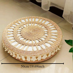 Nordic Round Woven Ottoman Small Mobile Footrest Stool