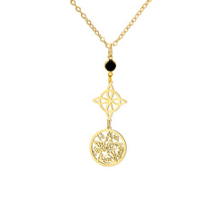 Triple Protection Necklace Virgin Mary Witch Knot Pentagram Tetragrammaton  Stainless Steel Double-side Jewerly