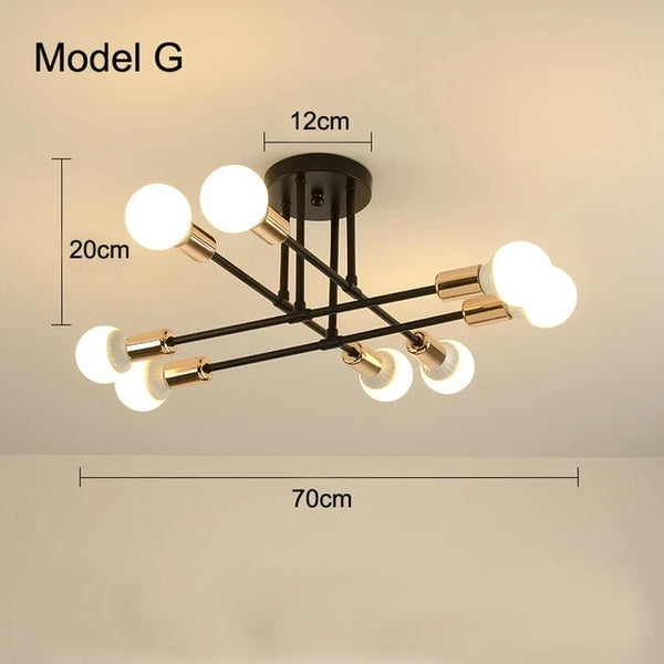Nordic Minimalist Pendant Light Ceiling Lamp LED Chandelier Suitable for Bedrooms Living Rooms Black Gold Lighting Decoration