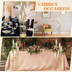 Floor Candelabra 5 Arm 42.5'' Tall Gold Candle Holder, Candelabra Centerpieces for Tables, Metal Candlestick Set with Acry Home Decor